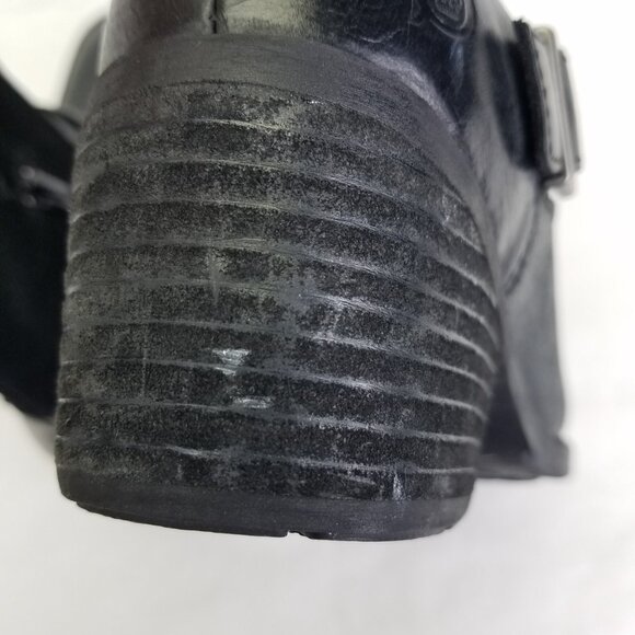 Born Korita Western Boot Women's 7.5 Black Leather Suede Zip Sides Buckle Heel - Picture 15 of 16